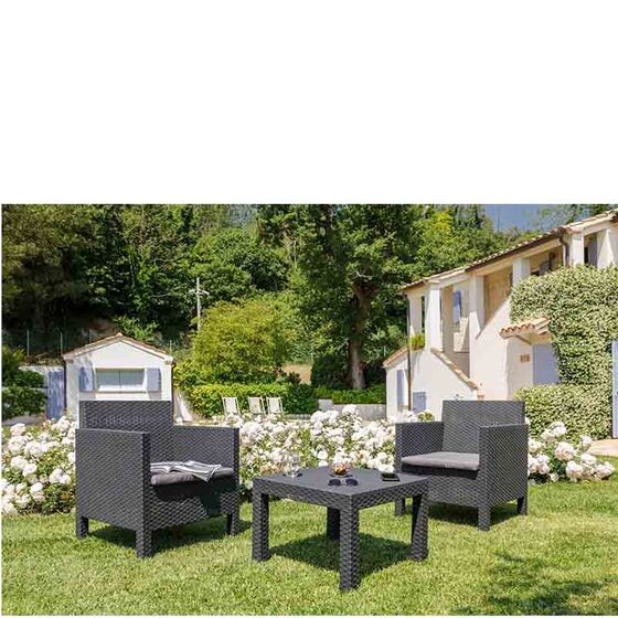 TOOMAX ITALY Καθιστικό-Σαλόνι Κήπου 2 Ατόμων + Τραπέζι Κήπου Πολυπροπυλένιο Rattan Ανθρακί PENELOPE 2 SEATS