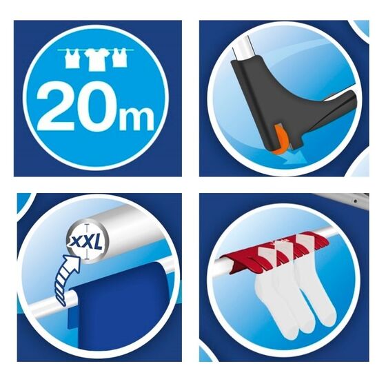 VILEDA Απλώστρα Ρούχων 100% Αλουμινίου 167x56x117cm 3φυλλη MAX Άπλωμα 20m Βάρος 2.22kg ALUMINIUM 100 Γερμανίας