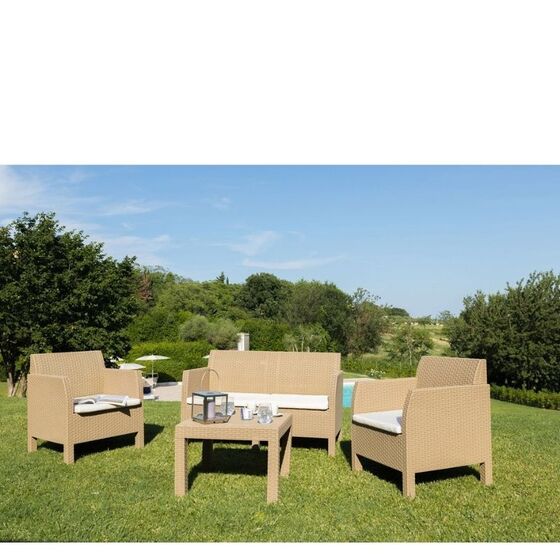 TOOMAX ITALY Καθιστικό-Σαλόνι Κήπου 4 Ατόμων + Τραπέζι Κήπου Πολυπροπυλένιο Rattan Cappuccino MATILDE 4 SEATS