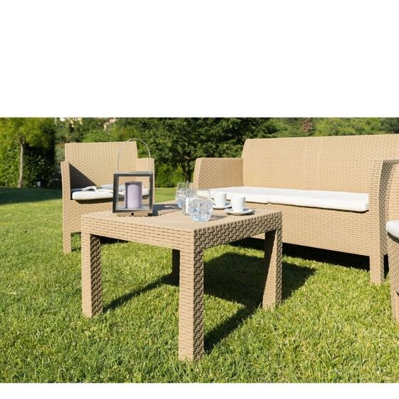 TOOMAX ITALY Καθιστικό-Σαλόνι Κήπου 4 Ατόμων + Τραπέζι Κήπου Πολυπροπυλένιο Rattan Cappuccino MATILDE 4 SEATS