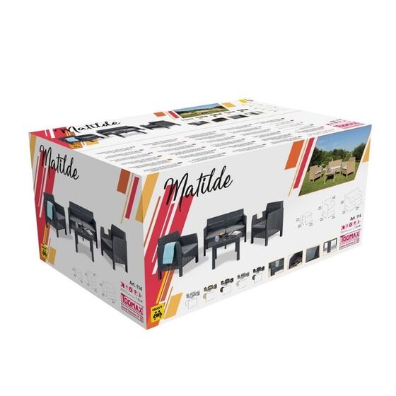 TOOMAX ITALY Καθιστικό-Σαλόνι Κήπου 4 Ατόμων + Τραπέζι Κήπου Πολυπροπυλένιο Rattan Cappuccino MATILDE 4 SEATS