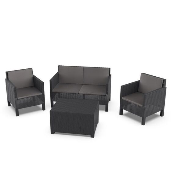 TOOMAX ITALY Καθιστικό-Σαλόνι Κήπου 4 Ατόμων + Τραπέζι Κήπου με Αποθηκευτικό Χώρο Πολυπροπυλένιο Rattan Ανθρακί OLIMPIA 4 SEATS