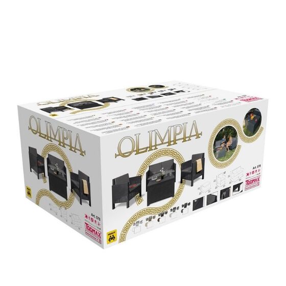 TOOMAX ITALY Καθιστικό-Σαλόνι Κήπου 4 Ατόμων + Τραπέζι Κήπου με Αποθηκευτικό Χώρο Πολυπροπυλένιο Rattan Ανθρακί OLIMPIA 4 SEATS