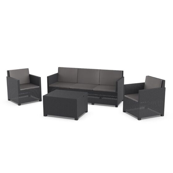 TOOMAX ITALY Καθιστικό-Σαλόνι Κήπου 5 Ατόμων + Τραπέζι Κήπου με Αποθηκευτικό Χώρο Πολυπροπυλένιο Rattan Ανθρακί AURELIA 5 SEATS