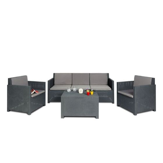 TOOMAX ITALY Καθιστικό-Σαλόνι Κήπου 5 Ατόμων + Τραπέζι Κήπου με Αποθηκευτικό Χώρο Πολυπροπυλένιο Rattan Ανθρακί AURELIA 5 SEATS
