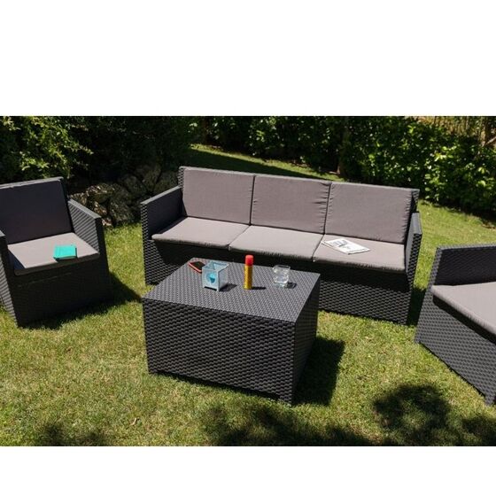 TOOMAX ITALY Καθιστικό-Σαλόνι Κήπου 5 Ατόμων + Τραπέζι Κήπου με Αποθηκευτικό Χώρο Πολυπροπυλένιο Rattan Ανθρακί AURELIA 5 SEATS