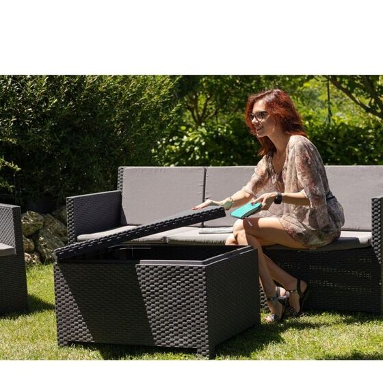 TOOMAX ITALY Καθιστικό-Σαλόνι Κήπου 5 Ατόμων + Τραπέζι Κήπου με Αποθηκευτικό Χώρο Πολυπροπυλένιο Rattan Ανθρακί AURELIA 5 SEATS