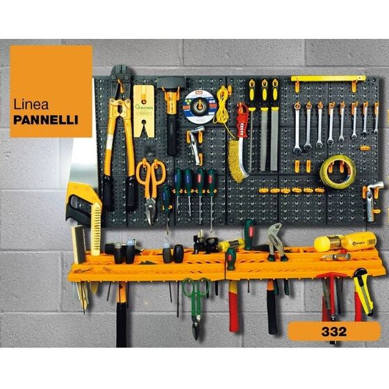 Εργαλειοθήκη Τοίχου/Organiser 100x21.3x50cm Πλαστικό με Διάτρητη Πλάτη 2 Ράφια 50 Γάντζους Μαύρο-Πορτοκαλί Artplast Ιταλίας