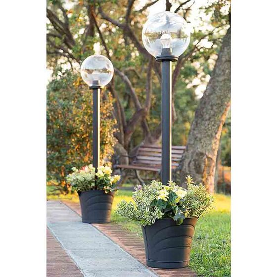 Γλάστρα Ημικυκλική Κρεμαστή Τοίχου ή Κολώνας 34.5x19x30cm Πλαστική 10lt Σετ 2τμχ Ανθρακί TULIPANO BAMA Ιταλίας