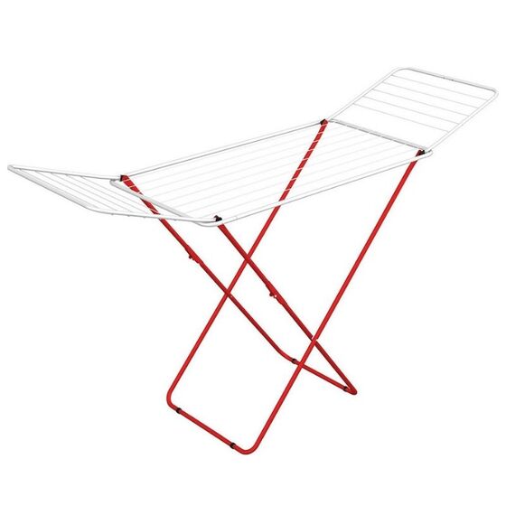 Απλώστρα Ρούχων180x55x93cm JOLLY GIMI Ιταλίας Μεταλλική Βαμμένη 3φυλλη Πτυσσόμενη Πάχους Ø16/14/12mm 18m Απλώματος 2.4kg Λευκό-Κόκκινο