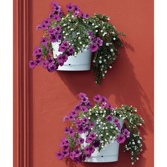 Γλάστρα Ημικυκλική Κρεμαστή Τοίχου ή Κολώνας 34.5x19x30cm Πλαστική 10lt Σετ 2τμχ Ανθρακί TULIPANO BAMA Ιταλίας