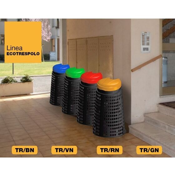 Κάδος Απορριμμάτων/Ανακύκλωσης 110lt ECOBIN Διάτρητος Πλαστικός Ø50xØ37x85.5cm Οικιακός/Κήπου/Επαγγελματικός Μαύρος Πράσινο Καπάκι ARTPLAST Ιταλίας