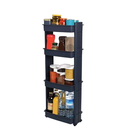 Τρόλεϊ Κουζίνας/Μπάνιου 37.5x23x101cm Πλαστικό 4όροφο με Ρόδες Ανθρακί