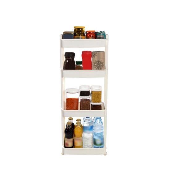 Τρόλεϊ Κουζίνας/Μπάνιου 37.5x23x101cm Πλαστικό 4όροφο με Ρόδες Λευκό