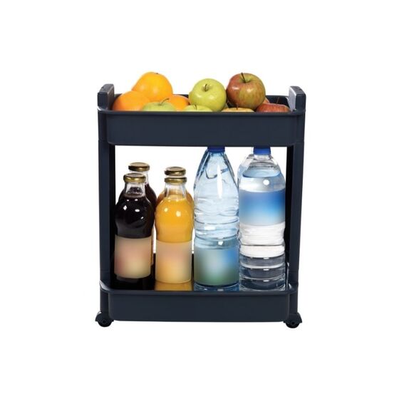 Τρόλεϊ Κουζίνας/Μπάνιου 37.5x23x45cm Πλαστικό 2όροφο με Ρόδες Ανθρακί