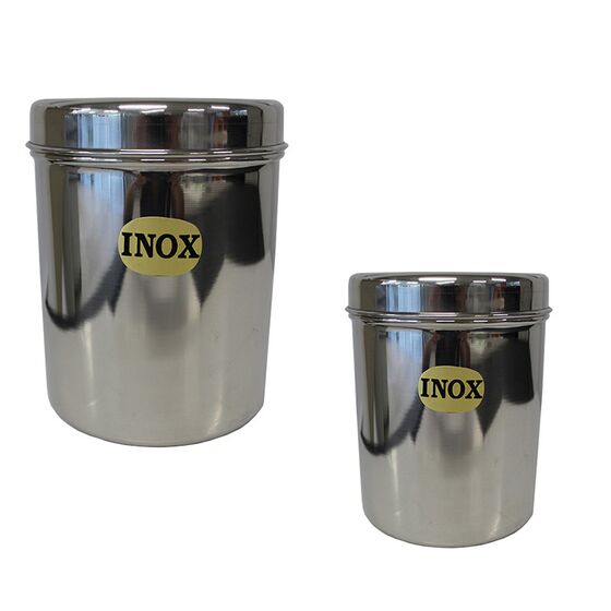 VESTA Ανοξείδωτο Δοχείο-Βάζο Στρογγυλό Ø12.5x16cm με Ανοξείδωτο Καπάκι