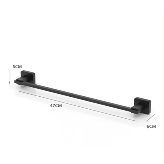 TEKNO-TEL Κρεμάστρα - Ράγα Πετσέτας Μπάνιου 47x6x5cm Αλουμινίου Επιτοίχια με Βίδες Μαύρη Matte