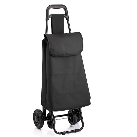 VESTA Καρότσι Λαϊκής 36lt Μεταλλικό 35x48x84cm 2+2 Ρόδες με Σάκο Πολυεστέρα Αντοχής 25kg Μαύρο