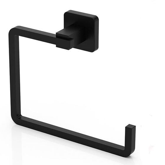 TEKNO-TEL Κρεμάστρα Πετσέτας Μπάνιου 19x6x14cm Αλουμινίου Επιτοίχια με Βίδες Μαύρη Matte