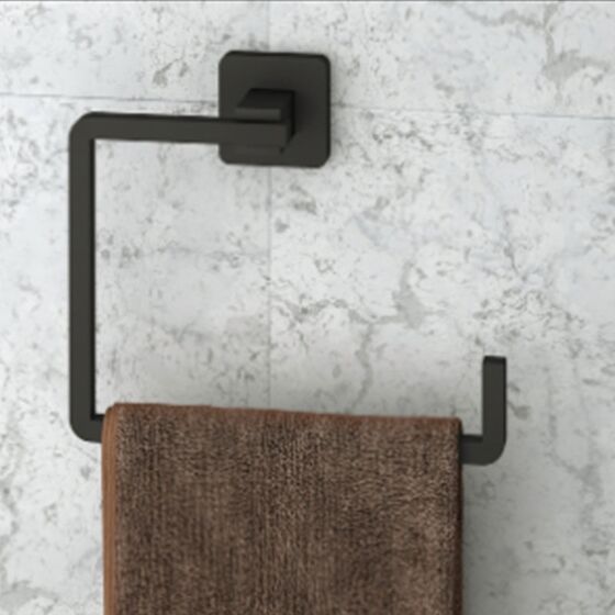 TEKNO-TEL Κρεμάστρα Πετσέτας Μπάνιου 19x6x14cm Αλουμινίου Επιτοίχια με Βίδες Μαύρη Matte