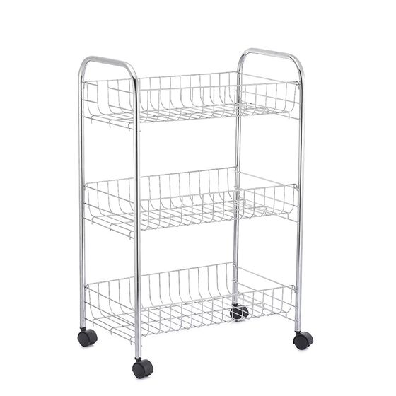 VESTA Τρόλεϊ Κουζίνας Μεταλλικό 3 Θέσεων 40x26x62cm Ορθογώνιο Βάρος 1.30kg σε Ασημί Χρώμα