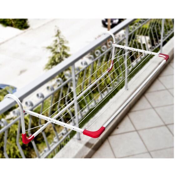 APLOSTRAK Απλώστρα Ρούχων Μπαλκονιού 125x68x37cm Αλουμινίου με Συρματόσχοινο  Άπλωμα 9m Πάχος 15mm Βάρος 0.95kg Ελλάδας  Άρτεμις