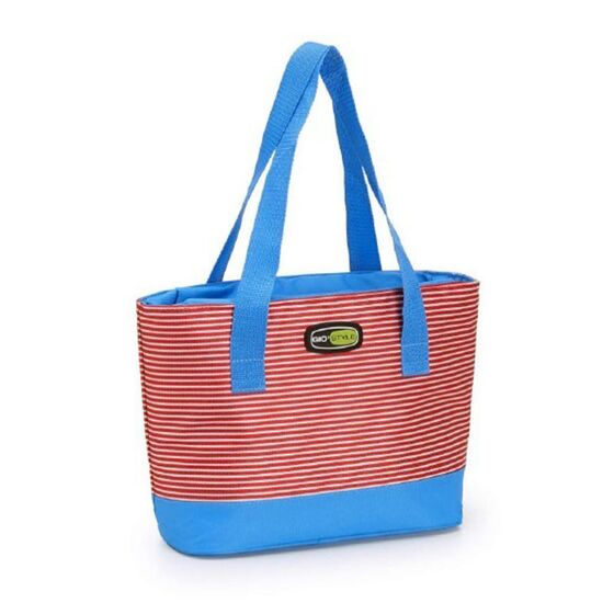 GIOSTYLE Ιταλίας Ισοθερμική Τσάντα 36x11x24cm Πάχος 6mm 9lt Πολυεστέρας 600D MAX Απόδοση 7 Ώρες Πιστοποίηση REACH COOLBAG BEACH SMALL Κόκκινες Ρίγες Μπλε