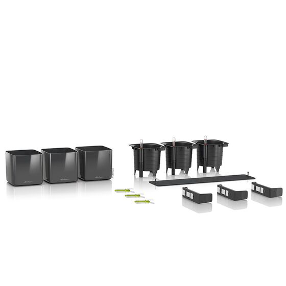 LECHUZA GREEN WALL Glossy Επιτοίχια Γλάστρα 48x6x14cm Αυτοποτιζόμενη 1.9kg με Εσωτερικά Δοχεία ΑΝΘΡΑΚΙ Γερμανίας