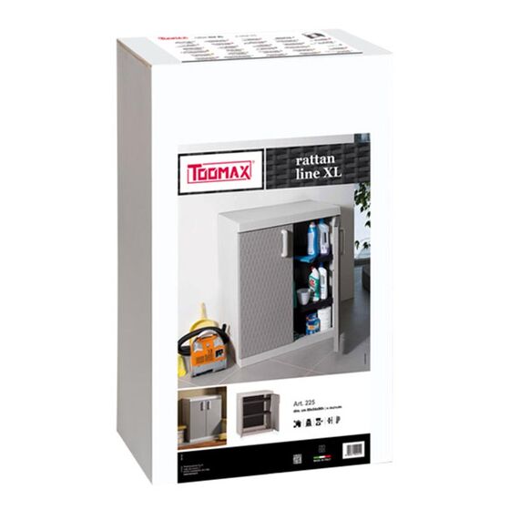 TOOMAX Ιταλίας XXL Πλαστική Ντουλάπα 89x54x96cm 16.5kg με 2 Εσωτερικά Ράφια-3 Χώρους MAX Αντοχή 120kg GREY/WARM GREY RATTAN XXL TUV/GS FASHION