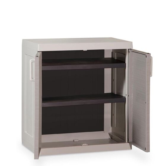 TOOMAX Ιταλίας XXL Πλαστική Ντουλάπα 89x54x96cm 16.5kg με 2 Εσωτερικά Ράφια-3 Χώρους MAX Αντοχή 120kg GREY/WARM GREY RATTAN XXL TUV/GS FASHION