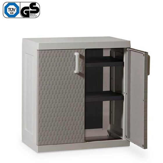 TOOMAX Ιταλίας XXL Πλαστική Ντουλάπα 89x54x96cm 16.5kg με 2 Εσωτερικά Ράφια-3 Χώρους MAX Αντοχή 120kg GREY/WARM GREY RATTAN XXL TUV/GS FASHION