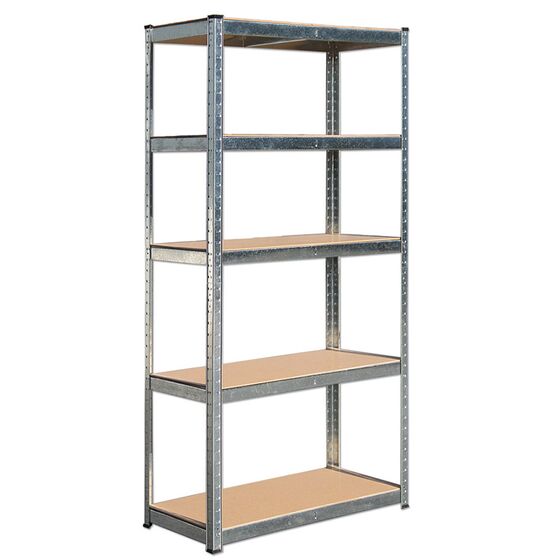 VESTA Μεταλλική Γαλβανιζέ Ραφιέρα Dexion 5όροφη 80x40x180cm με Μοριοσανίδες Πάχους 4mm 12kg Πάχος Δοκών 0.63mm MAX Αντοχή 875kg (175kg / Ράφι)