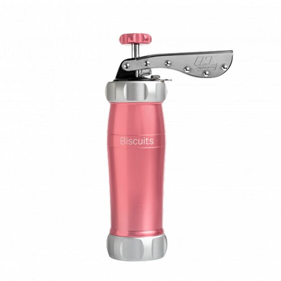 MARCATO Ιταλίας Μπισκοτομηχανή Design 2 Επιπέδων 5.5x5.5x21cm με 20 Κεφαλές για Μπισκότα Ανοδιωμένο Αλουμίνιο Ροζ