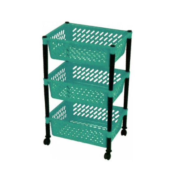 Τρόλεϊ Τροφίμων 39x30x62cm 3όροφο 1.4kg Πλαστικό με Ρόδες Βεραμάν-Μαύρο