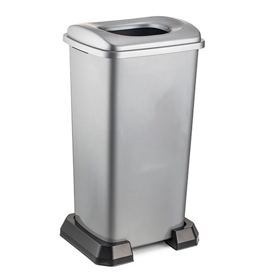Κάδος Ανακύκλωσης 70lt με Πλαστική Βάση 43x34x71cm με Άνοιγμα 23.7x18.7cm στο Καπάκι Πλαστικός 2.64kg Ασημί
