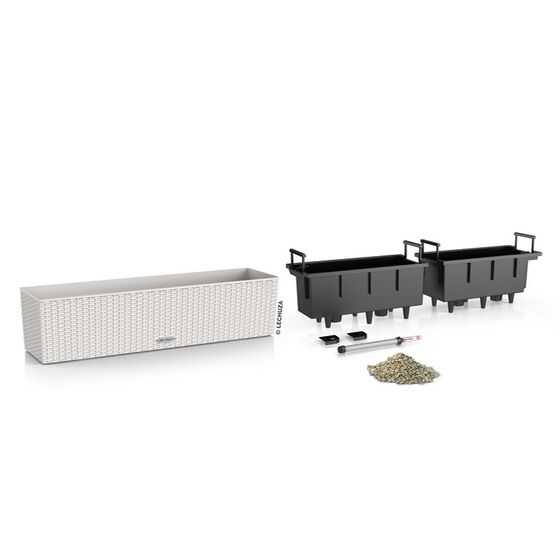 LECHUZA Balconera Cottage80 Ζαρντινιέρα 79x19x19cm Αυτοποτιζόμενη με 2 Δοχεία Φύτευσης Light Grey Γερμανίας RedDot Award 2010