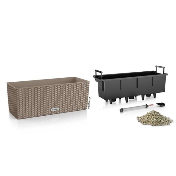 LECHUZA Balconera Cottage50 Ζαρντινιέρα 50x19x19cm Αυτοποτιζόμενη με Δοχείο Φύτευσης Sand Brown Γερμανίας RedDot Award 2010