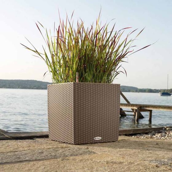 LECHUZA Cube Cottage 30 Επιδαπέδια Γλάστρα 29.5x29.5x30cm Αυτοποτιζόμενη με Δοχείο Φύτευσης Sand Brown Γερμανίας