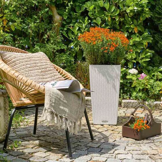 LECHUZA Cubico Cottage 40 Επιδαπέδια Γλάστρα 39.5x39.5x75.5cm Αυτοποτιζόμενη με Δοχείο Φύτευσης Light Grey Γερμανίας