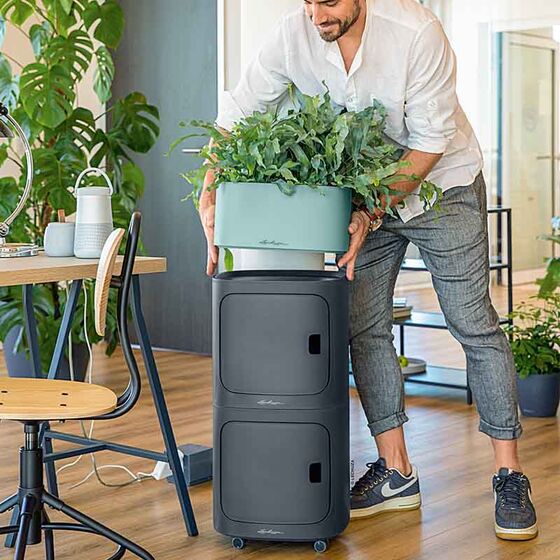 LECHUZA PILA Color Storage Μονάδα Αποθήκευσης 35x35x33cm για Γλάστρες PILA Stick και PILA Planter Slate Grey Γερμανίας/German Design Award 2021
