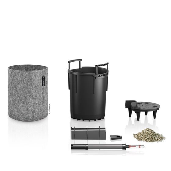 LECHUZA TRENDCOVER Felt 32 Γλάστρα με Φυσική Όψη Τσόχας Ø32x33cm Αυτοποτιζόμενη με Δοχείο Φύτευσης Dark Grey Γερμανίας