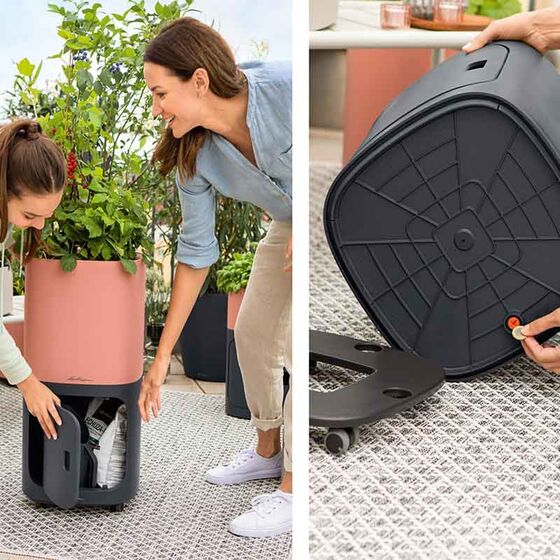 LECHUZA PILA Color Planter Γλάστρα 35.5x35.5x32.5cm ΑΥΤΟΠΟΤΙΖΟΜΕΝΗ με Δοχείο Φύτευσης Sand Brown Γερμανίας/German Design Award 2021