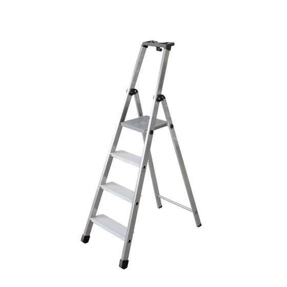 FACAL Ιταλίας Σκάλα Αλουμινίου 3+1 Επαγγελματική ΒΑΡΕΩΣ Τύπου Πάτημα Σκαλοπατιού 11cm Εργαλειοθήκη 5.2kg MAX Αντοχή 150kg Πιστοποίηση EN131 (TUV)
