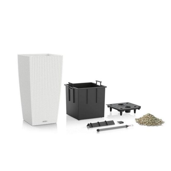 LECHUZA Cubico Cottage 30 Επιδαπέδια Γλάστρα 29.5x29.5x56.5cm Αυτοποτιζόμενη με Δοχείο Φύτευσης Light Grey Γερμανίας