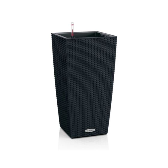 LECHUZA Cubico Cottage 30 Επιδαπέδια Γλάστρα 29.5x29.5x56.5cm Αυτοποτιζόμενη με Δοχείο Φύτευσης Μαύρο του Γραφίτη Γερμανίας