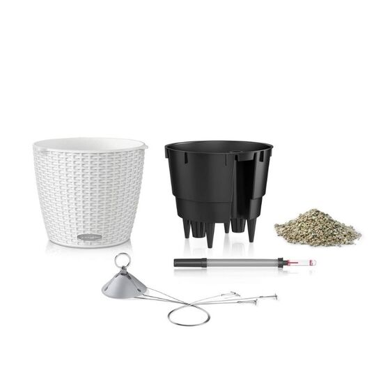 LECHUZA Nido Cottage Κρεμαστή Γλάστρα Ø27x23cm Στρογγυλή Αυτοποτιζόμενη με Δοχείο Φύτευσης Ανοξείδωτο Αξεσουάρ Κρέμασης Sand Brown Γερμανίας