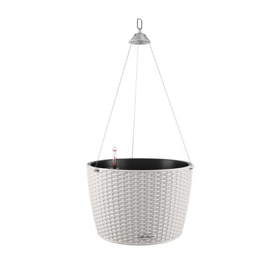 LECHUZA Nido Cottage Κρεμαστή Γλάστρα Ø35x23cm Στρογγυλή Αυτοποτιζόμενη με Δοχείο Φύτευσης Ανοξείδωτο Αξεσουάρ Κρέμασης Light Grey Γερμανίας