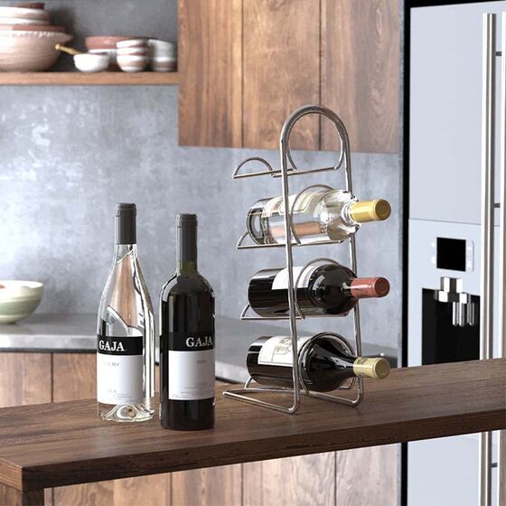 TEKNO-TEL Βάση-Κάβα 4 Φιαλών 12x22x43cm Επιχρωμιωμένο Ατσάλι Ασημί