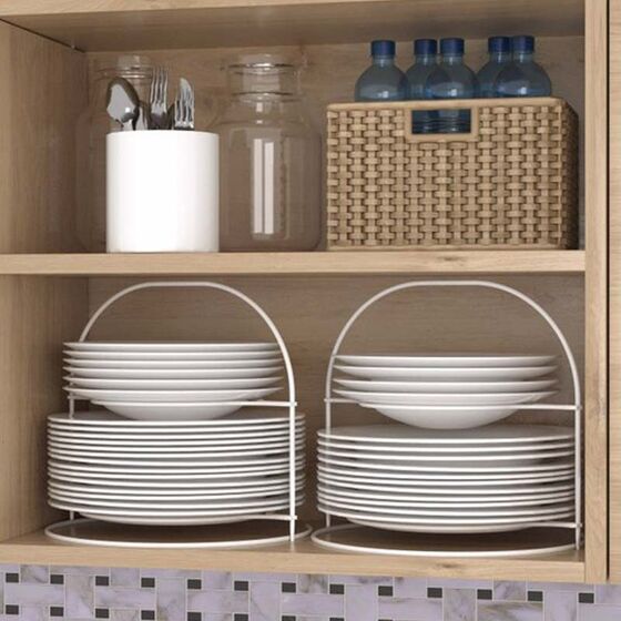 TEKNO-TEL Οργανωτής Πιάτων Ντουλαπιού/Σερβιρίσματος 28x28x25cm Επιχρωμιωμένο Ατσάλι Ασημί