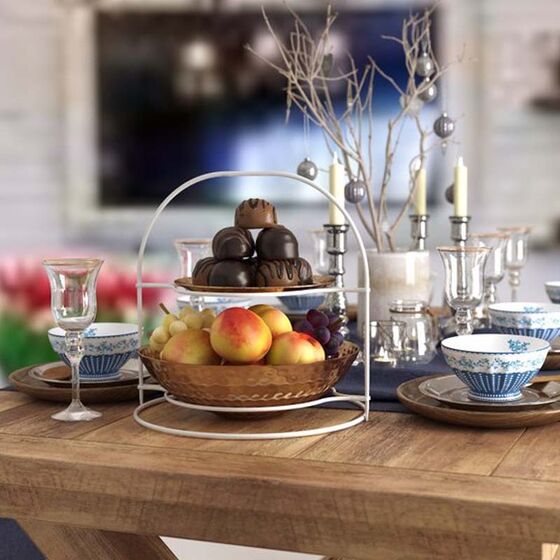 TEKNO-TEL Οργανωτής Πιάτων Ντουλαπιού/Σερβιρίσματος 28x28x25cm Επιχρωμιωμένο Ατσάλι Ασημί